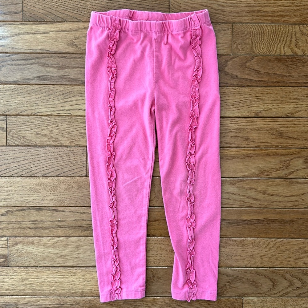 💞 CHICK PEA girls leggings size 4T pink VGUC ruffles hot pink
